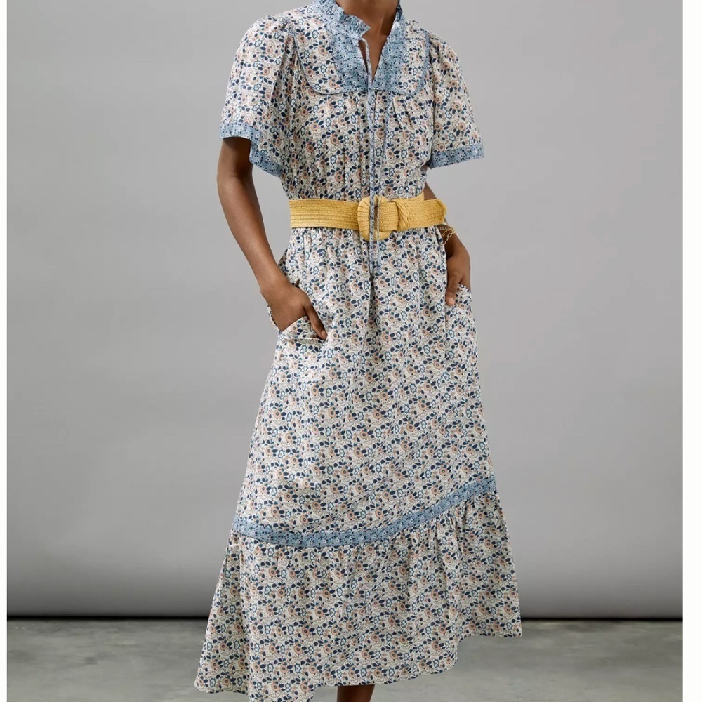 Anthropologie Othilia Titania Flounced Maxi Dress Floral Cottagecore Size S NWT